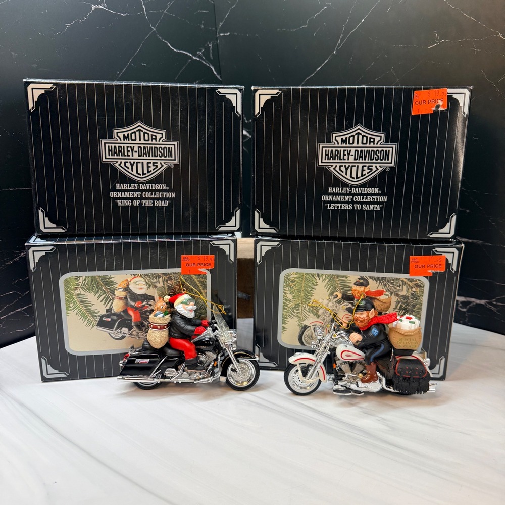 Harley-Davidson Ornament Lot King of the Road Letters to Santa Motorcycle 2pc